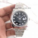 Copy Rolex Oyster Perpetual Datejust II 41 SS Black Diamond Dial Fluted Bezel Watch